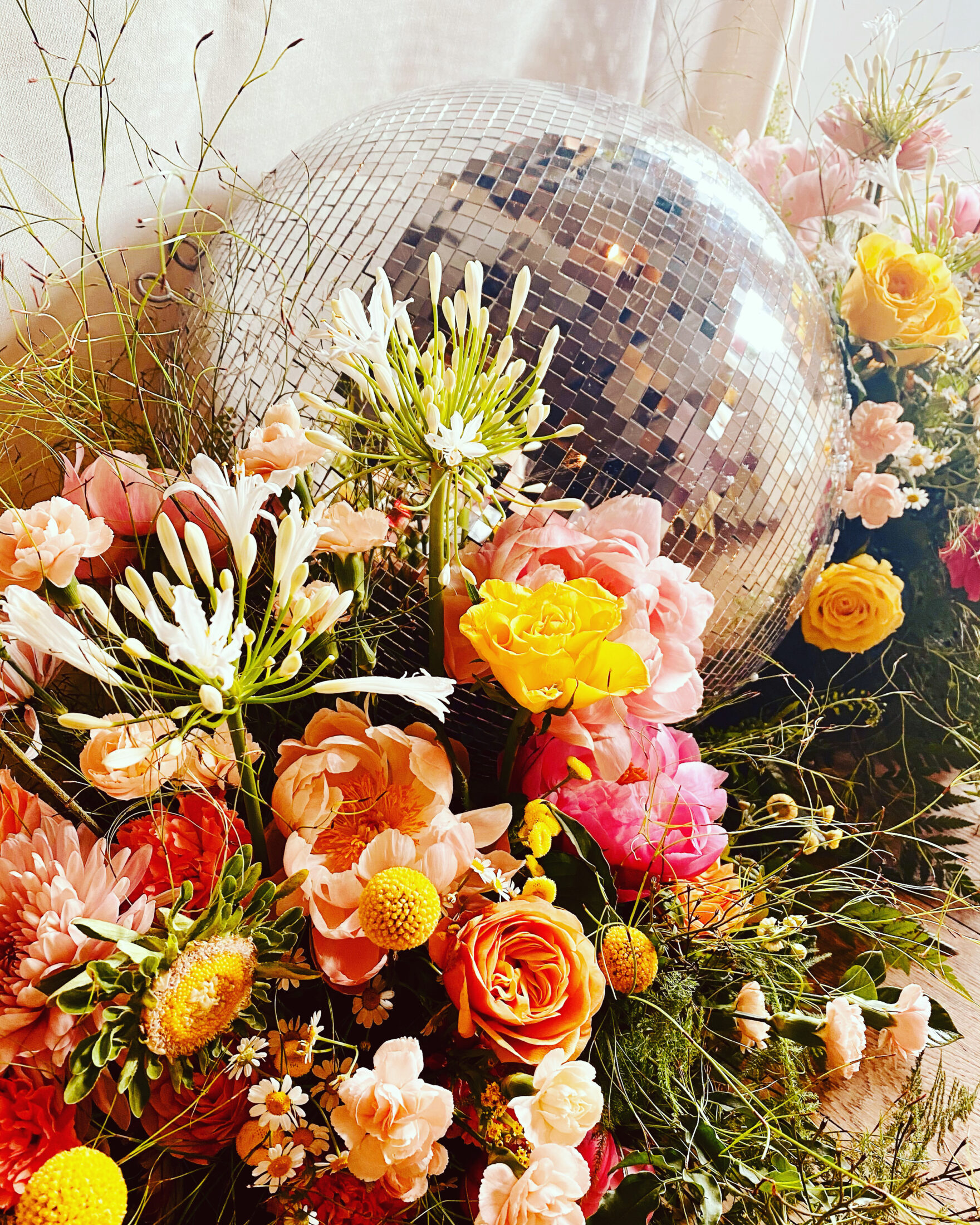 disco ball and floral